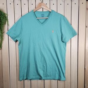 Polo Ralph Lauren Tshirt Men's Aqua V-Neck T-Shirt